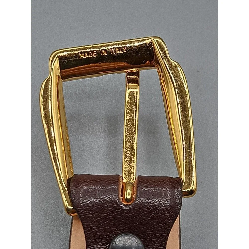 Men's Brown Asian Buffalo Belt Handcrafted In USA Brass Buckle 38 Nick Hilton